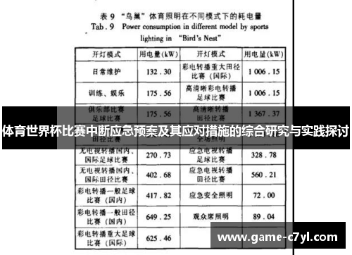 体育世界杯比赛中断应急预案及其应对措施的综合研究与实践探讨